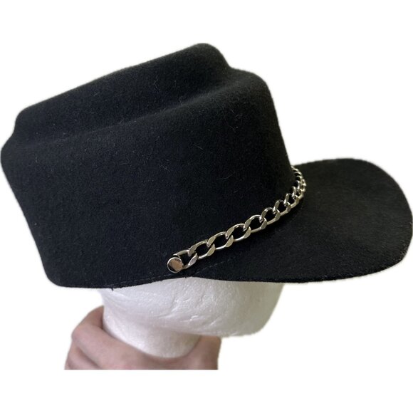 Woma Hatmakers Women’s Black Wool Chain Cap Hat Small Handcrafted NWT main image 8